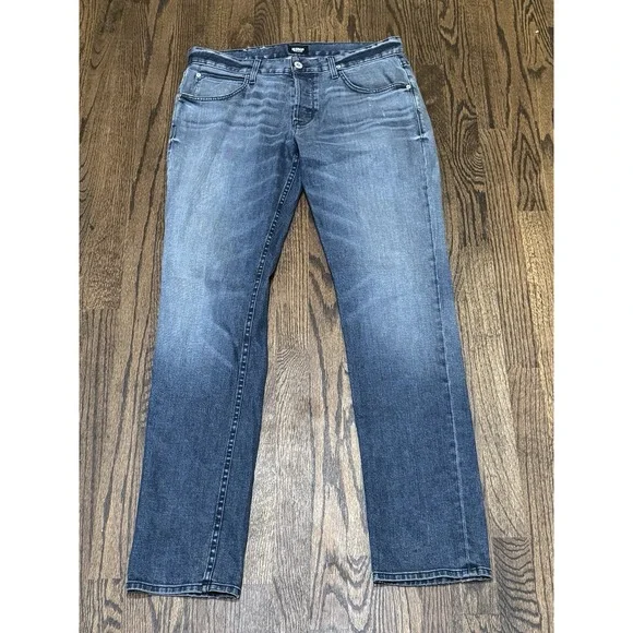 Hudson Jeans Blake Slim Straight Men's Size 34 Zip‎ Roto Medium Wash Denim